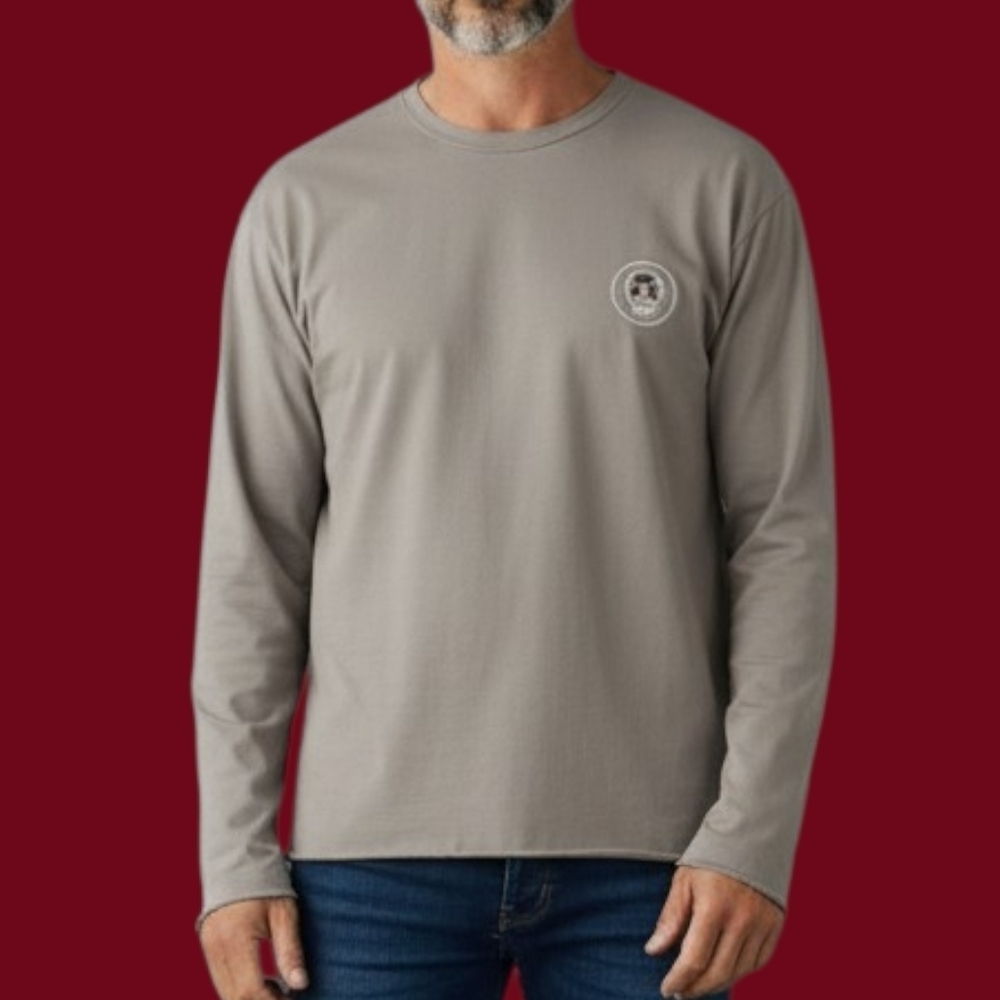 PACSUN Long Sleeve Boxy Fit Raw Hem Skull T-Shirt Size Large